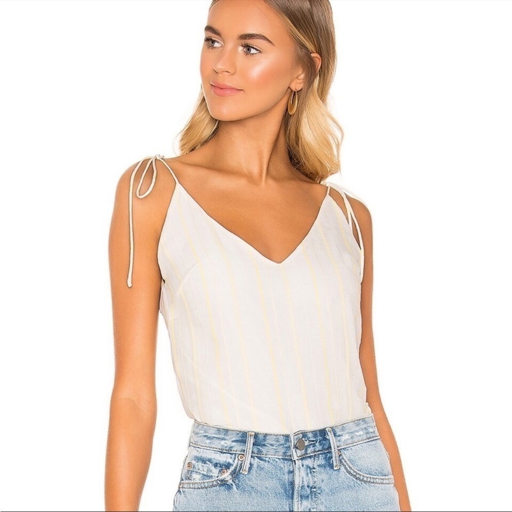 Superdown Antonella Yellow & White Striped Tie Strap Tank Top